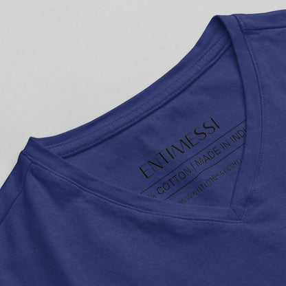 Royal Blue V-Neck Cotton T-Shirt | Essential Unisex Fit