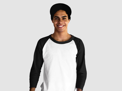 Black & Charcoal Grey Raglan Sleeve T-shirt for Men - 100% Cotton, Super Soft