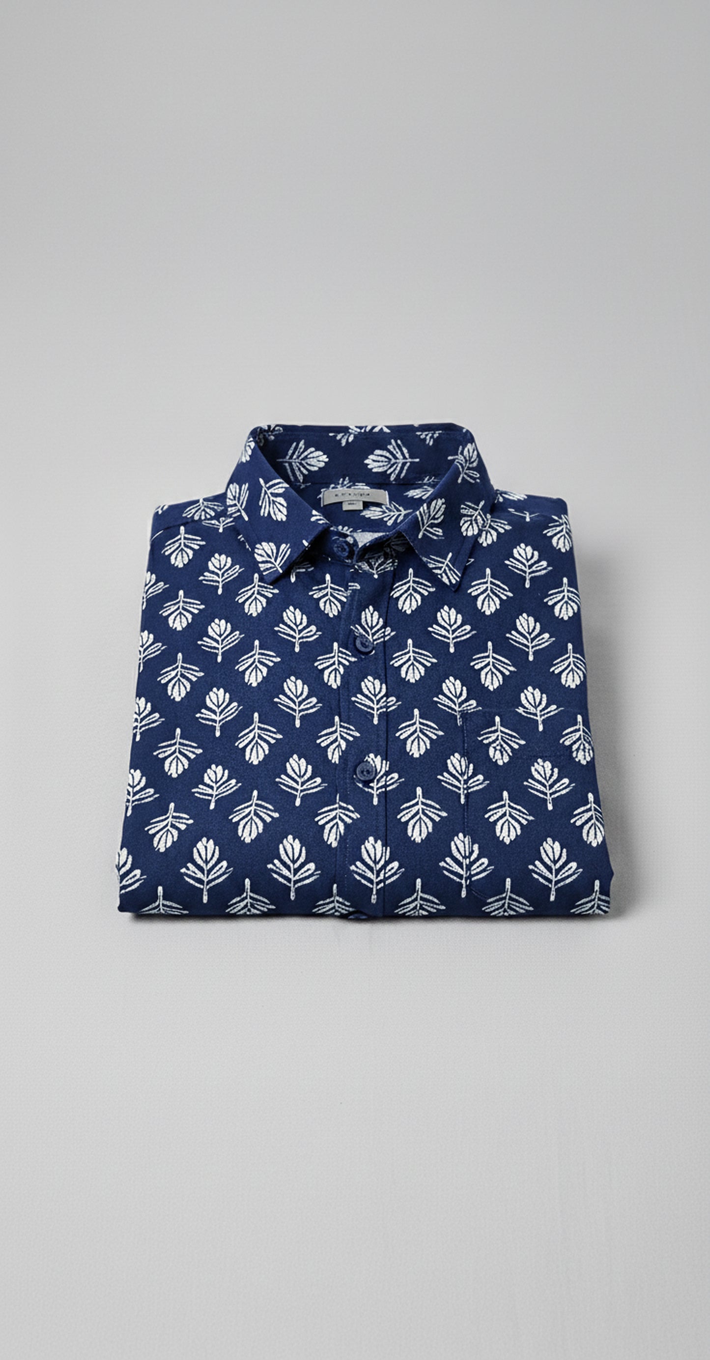 Indigo Block Print Half Sleeve Casual Cotton Shirt for Men
