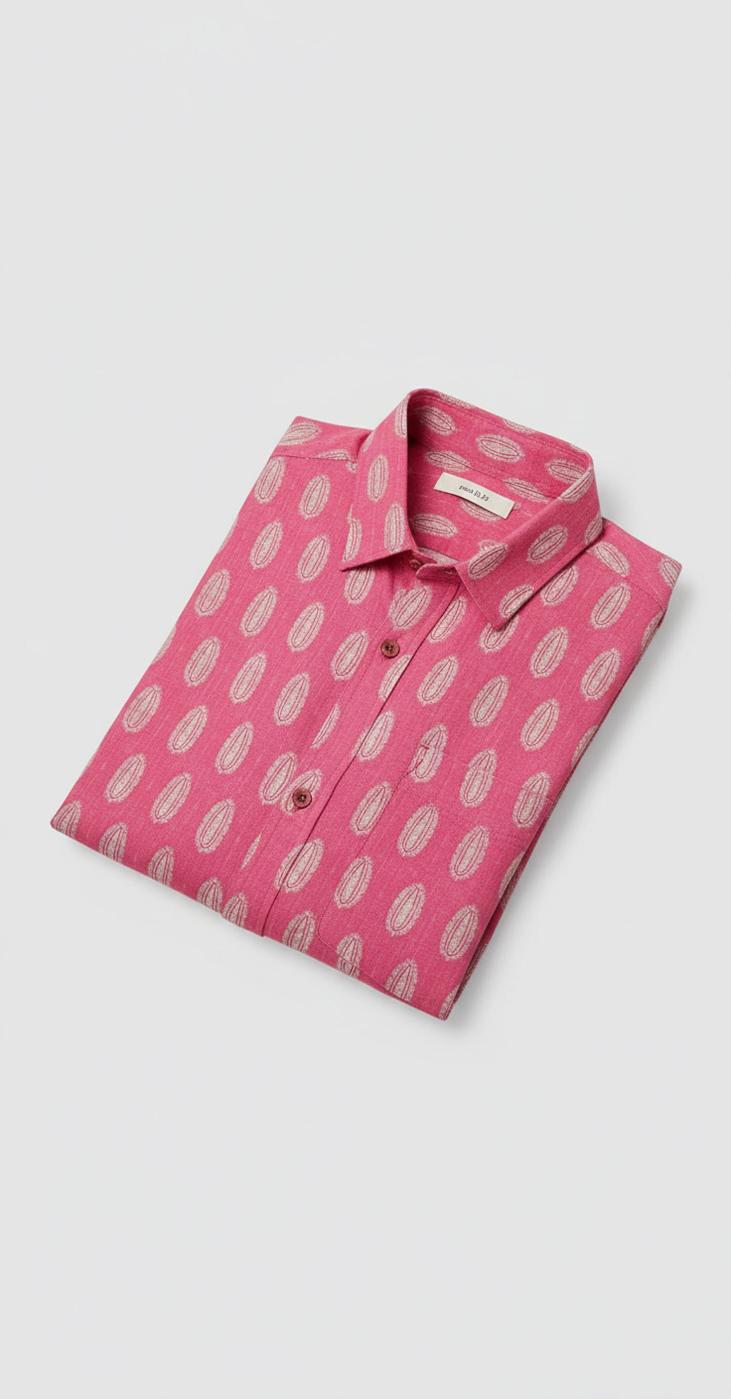 Rani Pink Ikat Print Half Sleeve Casual Cotton Shirt for Men