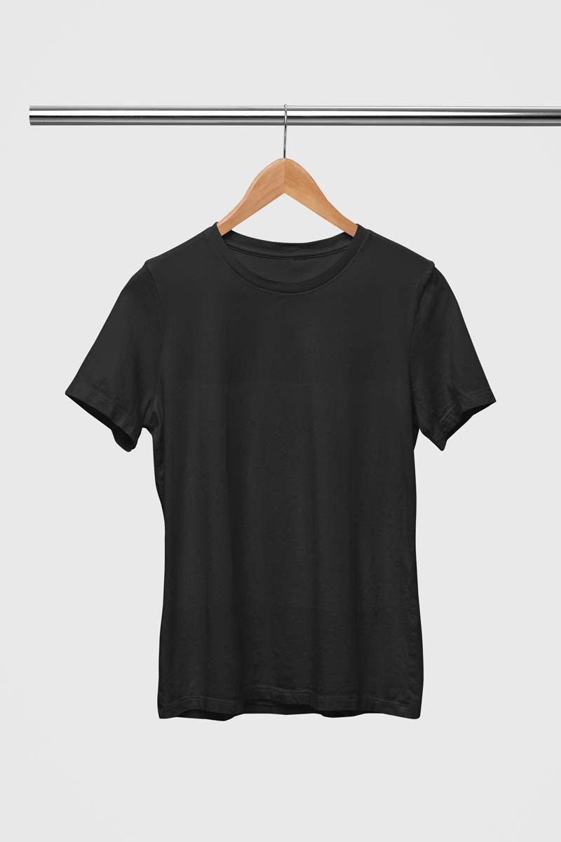 Unisex Cotton Blend Basic Black T-Shirt