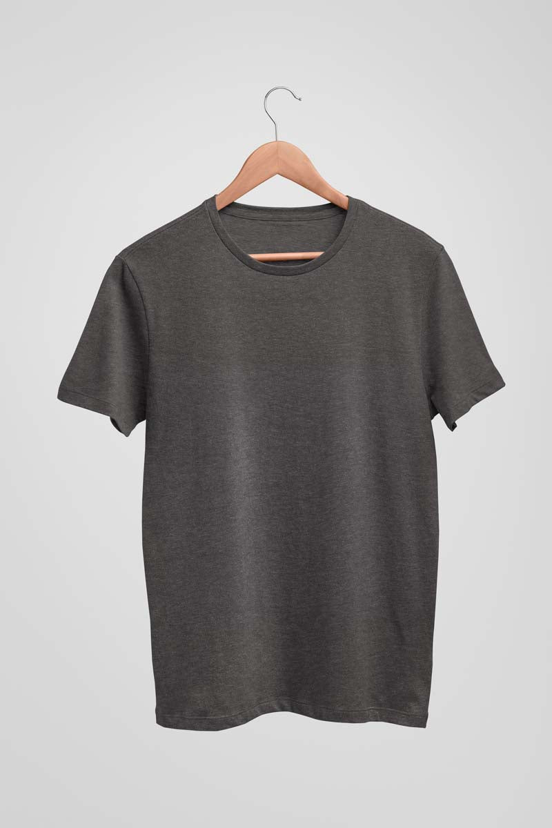 Unisex Cotton Blend Basic Black Melange T-Shirt