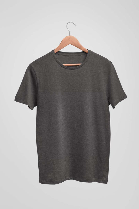 Unisex Cotton Blend Basic Black Melange T-Shirt
