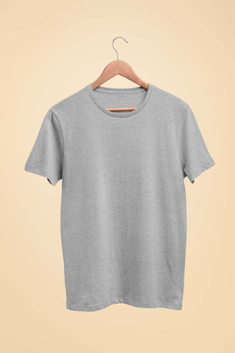 Unisex Cotton Blend Basic Grey Melange T-Shirt