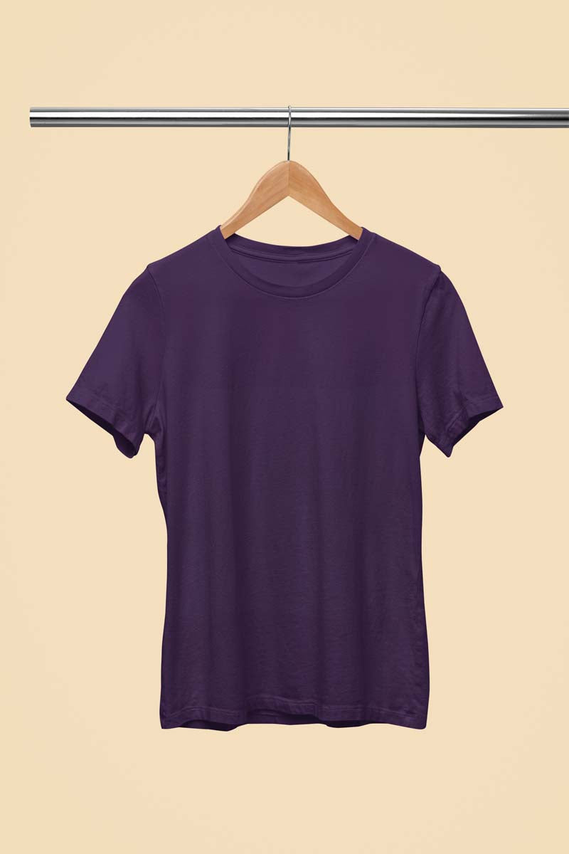 Unisex Cotton Blend Basic Purple T-Shirt