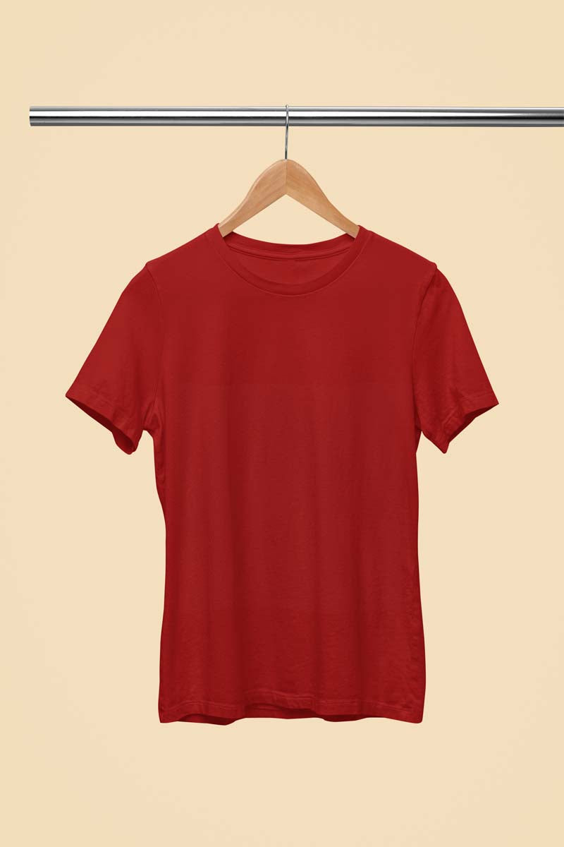 Unisex Cotton Blend Basic Cherry Red T-Shirt
