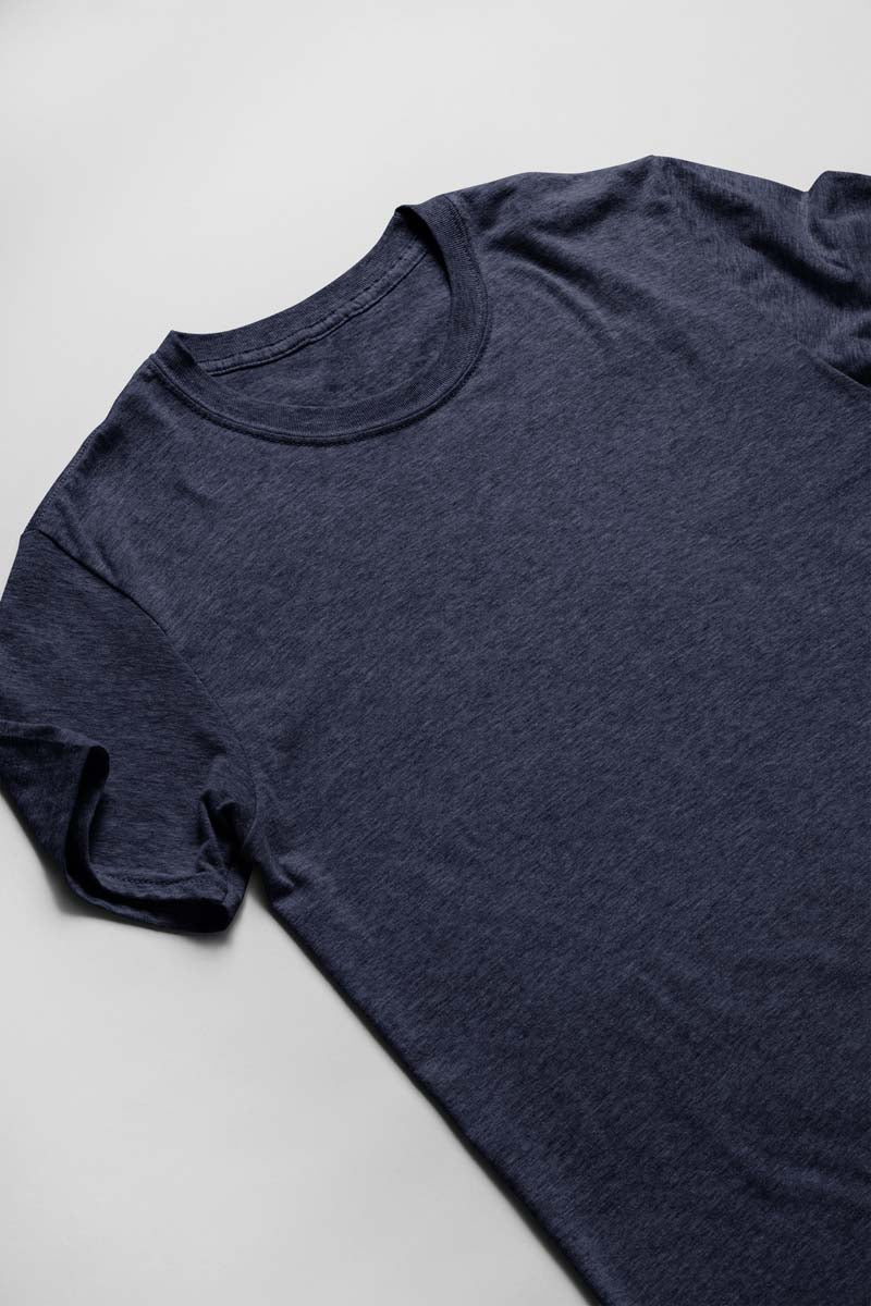 Unisex Cotton Blend Basic Navy Melange T-Shirt