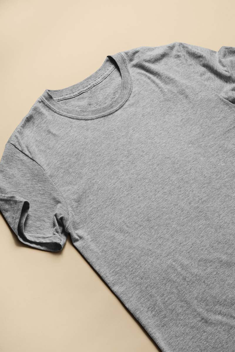 Unisex Cotton Blend Basic Grey Melange T-Shirt