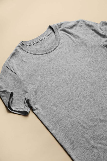 Unisex Cotton Blend Basic Grey Melange T-Shirt