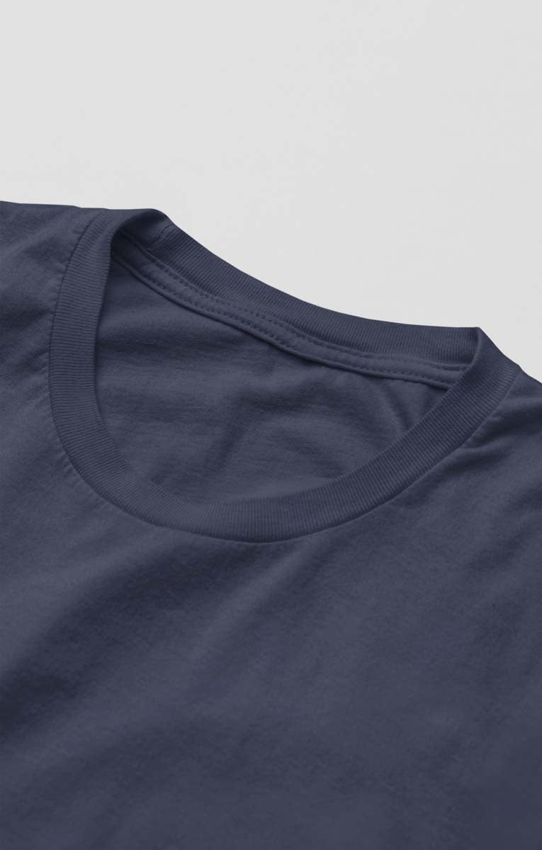 Unisex Cotton Blend Basic Navy Blue T-Shirt
