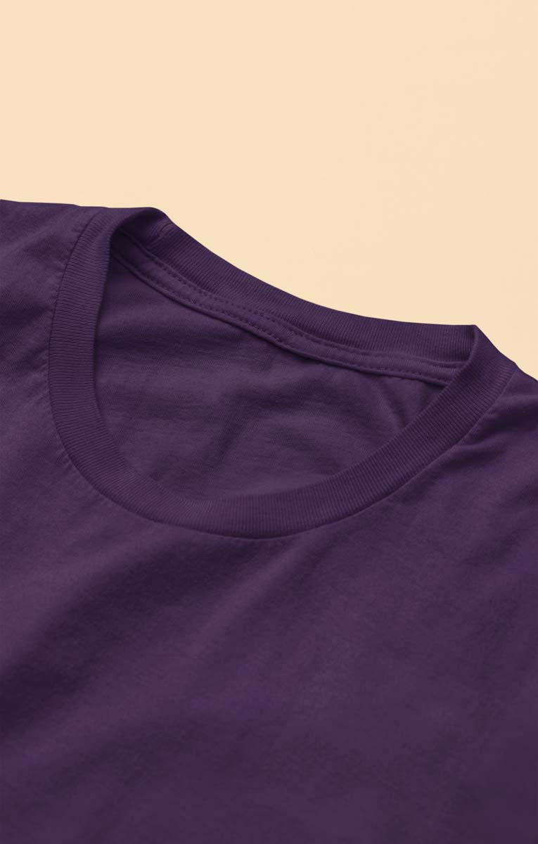 Unisex Cotton Blend Basic Purple T-Shirt