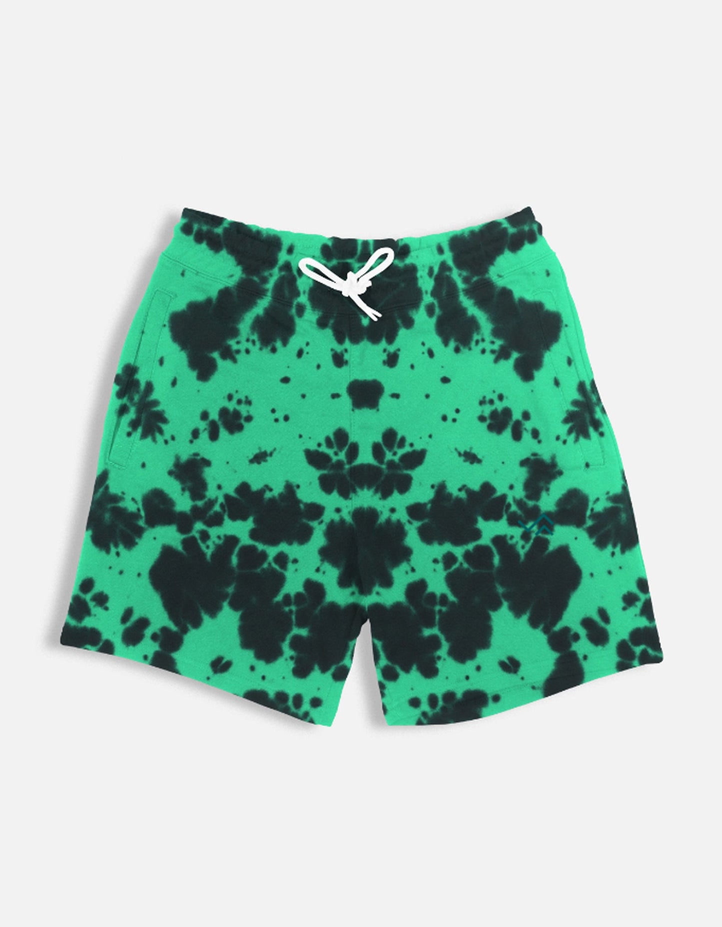 Green on Black Tie Dye Shorts for Men & Women | Relaxed Fit