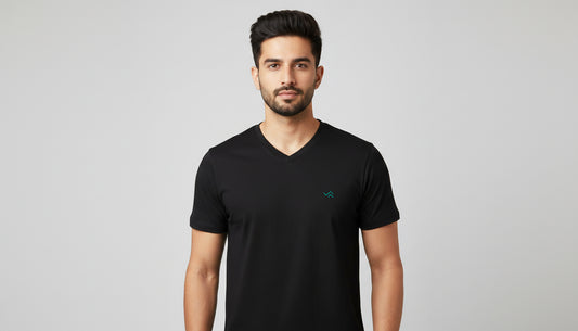 Black V-Neck Cotton T-Shirt | Essential Unisex Fit