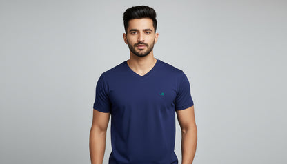 Royal Blue V-Neck Cotton T-Shirt | Essential Unisex Fit