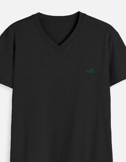 Black V-Neck Cotton T-Shirt | Essential Unisex Fit
