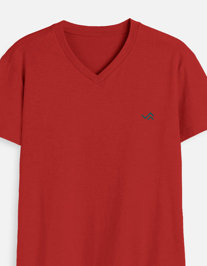 Cherry Red V-Neck Cotton T-Shirt | Essential Unisex Fit