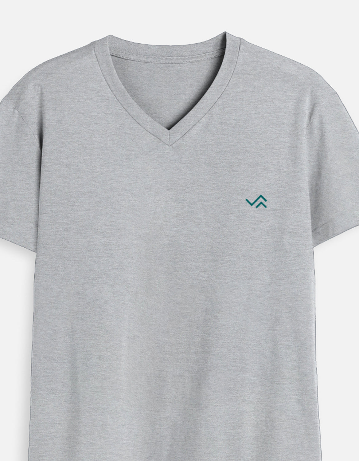 Grey Melange V-Neck Cotton T-Shirt | Essential Unisex Fit