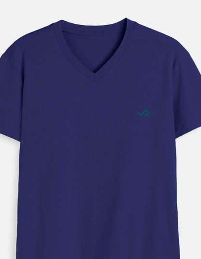 Royal Blue V-Neck Cotton T-Shirt | Essential Unisex Fit