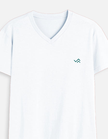 White V-Neck Cotton T-Shirt | Essential Unisex Fit