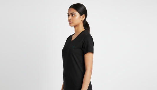 Black V-Neck Cotton T-Shirt | Essential Unisex Fit
