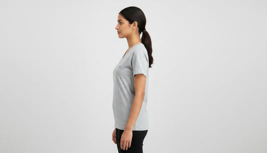 Grey Melange V-Neck Cotton T-Shirt | Essential Unisex Fit