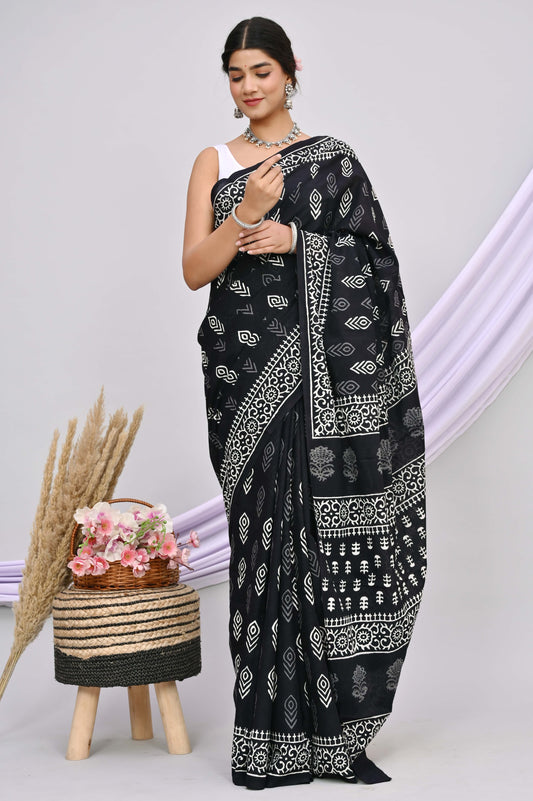 Entimessi Rustic Black and Grey Traditional Motif Hand Block Saree Sarees Block Printed Saree Dabu Print Entimessi ethnic wear Farewell Saree Festive Saree Festive Wear Free Size Gift For Her Hand Block Print Hand Block Print Cotton Saree Hand Printed Handcrafted Saree Handwoven Indian Ethnic Wear Lightweight Saree Office Wear Saree One Size Party Wear Saree Saree With Blouse Piece Soft Finish Soft Finish Saree Traditional Wear Unstitched Blouse Wedding Guest Saree Wedding Wear Work Wear