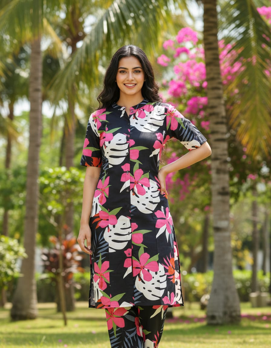 Entimessi Entimessi Ajrakh Heritage Stripe A-Line Cotton Dress Kurta Set A-Line Ajrakh Block Print Dress Cotton Dress Heritage Print Multicolour Womenswear