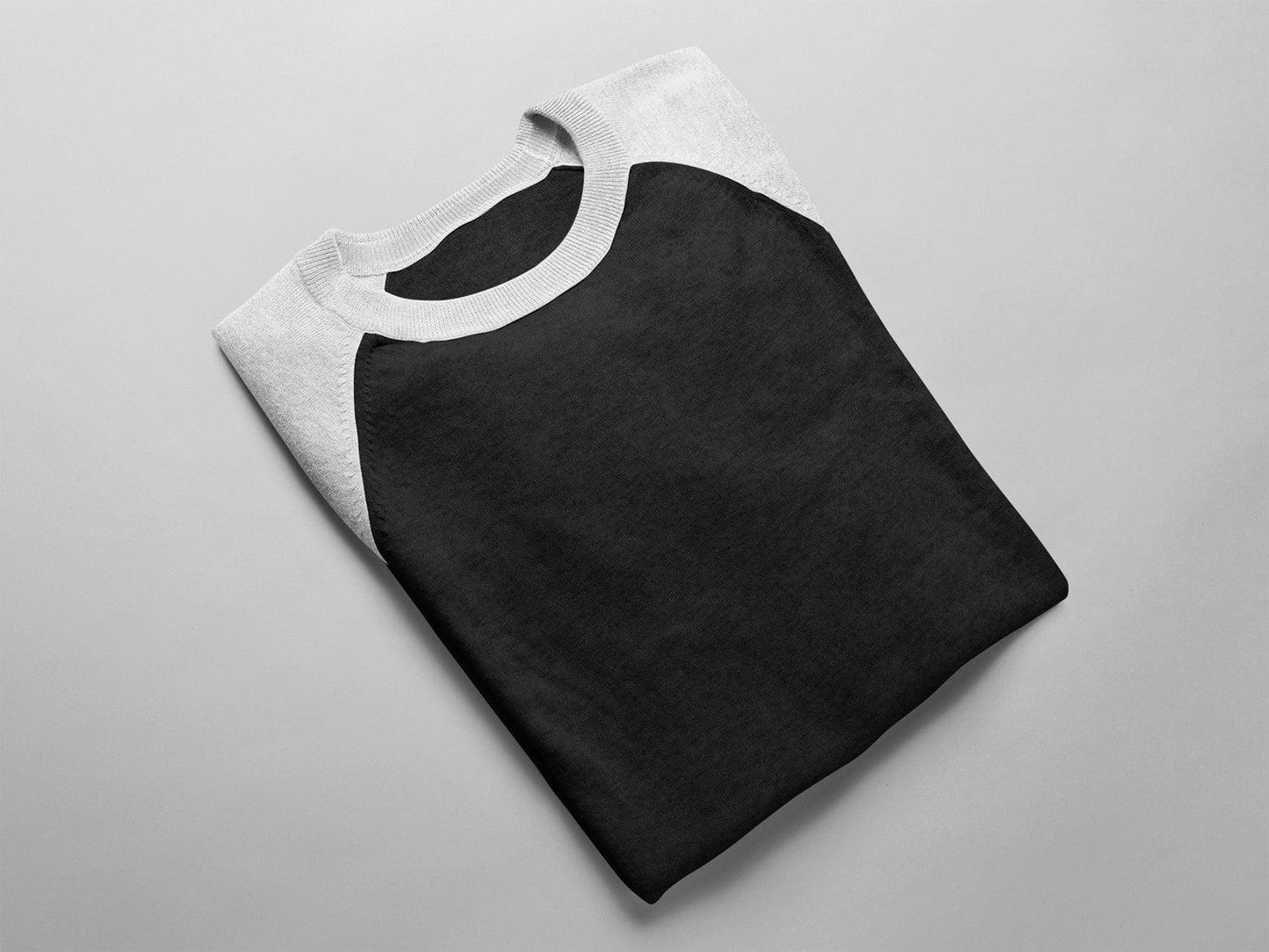 Black & Charcoal Grey Raglan Sleeve T-shirt for Men - 100% Cotton, Super Soft