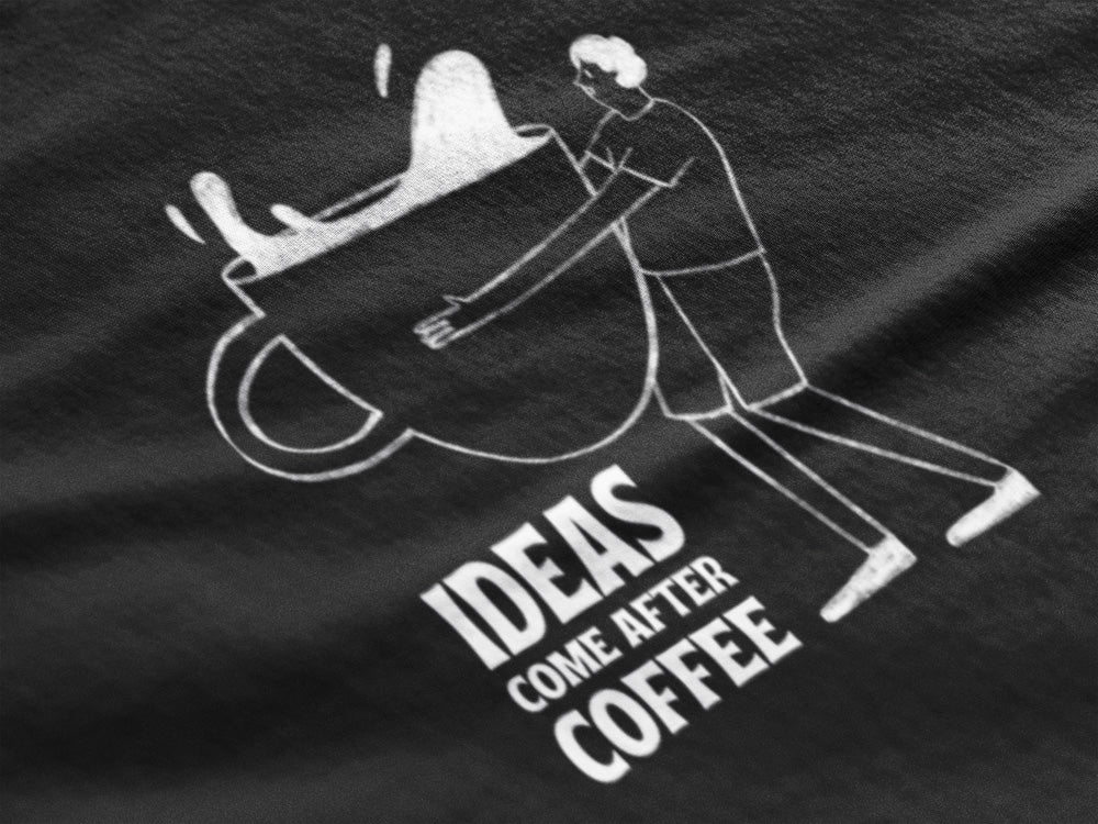 Entimessi Ideas Comes After Coffee - Unisex Oversized Cotton Graphic Printed T-Shirt Graphic T-shirts Casual Wear Cotton Graphic Tees Graphics Oversize Oversize T-shirts Printed Round Neck Short Sleeves T-shirts Top Unisex