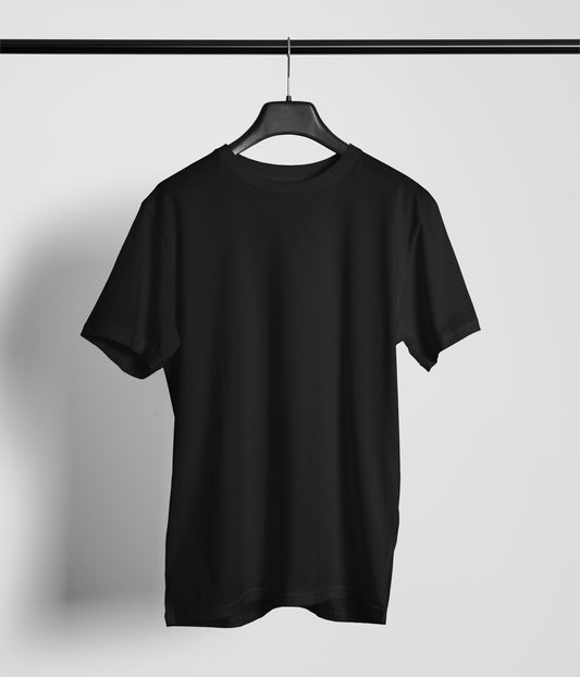 Entimessi Unisex Regular Fit T-Shirt - 100% Cotton, Bio-Washed (Black) Plain T-shirts Black Casual Wear Cotton Rapi-T-shirts Regular Fit Round Neck Short Sleeves Solid Color T-shirts T-shirts Top Unisex