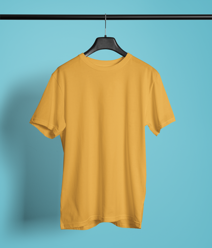 Entimessi Unisex Regular Fit T-Shirt - Cotton, Bio-Washed (Yellow) Plain T-shirts Golden Yellow Casual Wear Cotton Rapi-T-shirts Regular Fit Round Neck Short Sleeves Solid Color T-shirts T-shirts Top Unisex