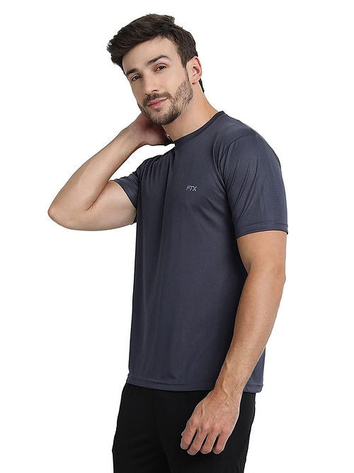 FTX Dri-Fit Charcoal T-Shirt for Men: Stay Cool & Dry During Workouts Dri-FIT T-shirts Casual Wear Dri-FIT Men Men's T-shirt Round Neck Short Sleeves Solid Color T-shirts T-shirts Top Workout T-shirt