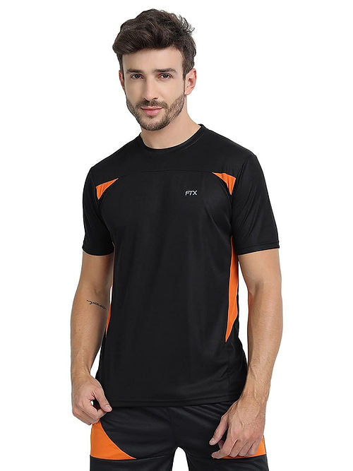 FTX Dri-FIT Bi-Color T-Shirt for Men - Workout & Leisure [Lime Green/ Charcoal Black] Dri-FIT T-shirts Black Orange Bi-color Dri-FIT Men Men's T-shirt T-shirts Top Workout T-shirt