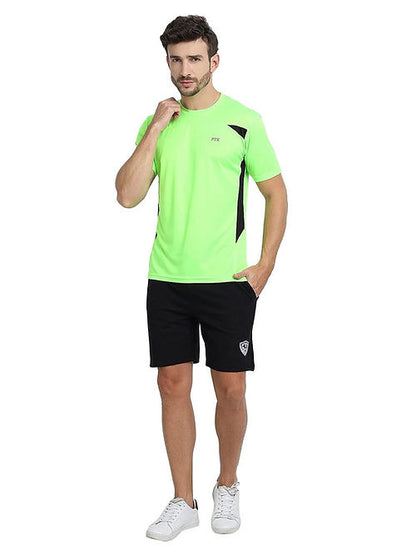 FTX Dri-FIT Bi-Color T-Shirt for Men - Workout & Leisure [Lime Green/ Charcoal Black] Dri-FIT T-shirts Bi-color Dri-FIT Men Men's T-shirt T-shirts Top Workout T-shirt