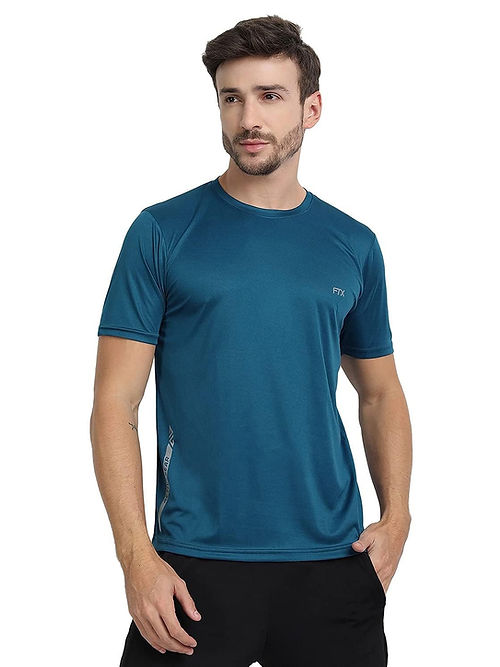 FTX Dri-Fit T-Shirt for Men - Moisture-Wicking, Regular Fit - Vivid Blue Dri-FIT T-shirts Casual Wear Dri-FIT Men Men's T-shirt Round Neck Short Sleeves Solid Color T-shirts T-shirts Top Workout T-shirt