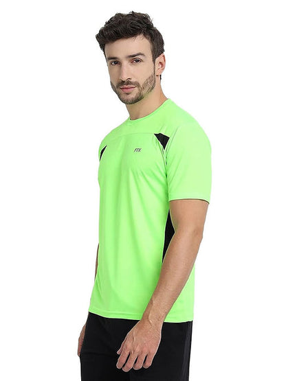 FTX Dri-FIT Bi-Color T-Shirt for Men - Workout & Leisure [Lime Green/ Charcoal Black] Dri-FIT T-shirts Bi-color Dri-FIT Men Men's T-shirt T-shirts Top Workout T-shirt