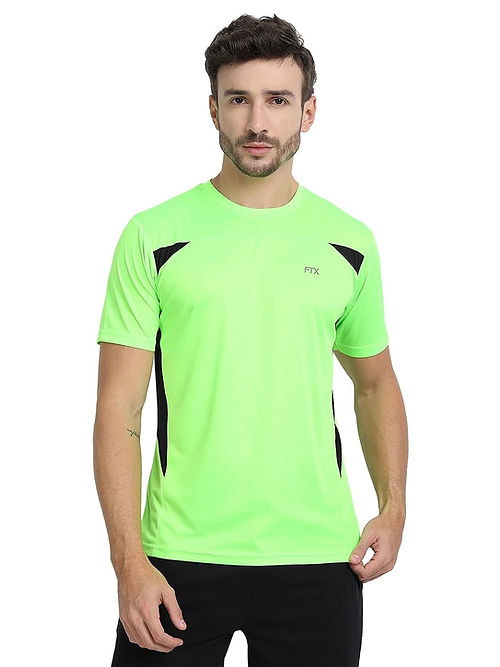 FTX Dri-FIT Bi-Color T-Shirt for Men - Workout & Leisure [Lime Green/ Charcoal Black] Dri-FIT T-shirts Lime Green Charcoal Black Bi-color Dri-FIT Men Men's T-shirt T-shirts Top Workout T-shirt