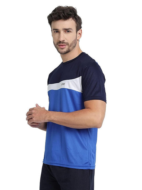 FTX Dri-FIT Men's Workout T-Shirt - Navy, White & Blue Dri-FIT T-shirts Bi-color Dri-FIT Men Men's T-shirt T-shirts Top Workout T-shirt