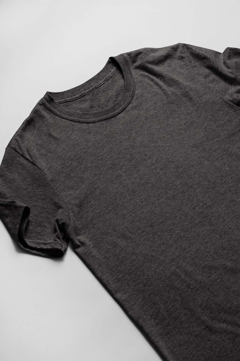 Unisex Cotton Blend Basic Black Melange T-Shirt