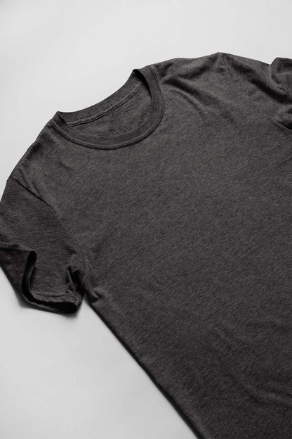 Unisex Cotton Blend Basic Black Melange T-Shirt