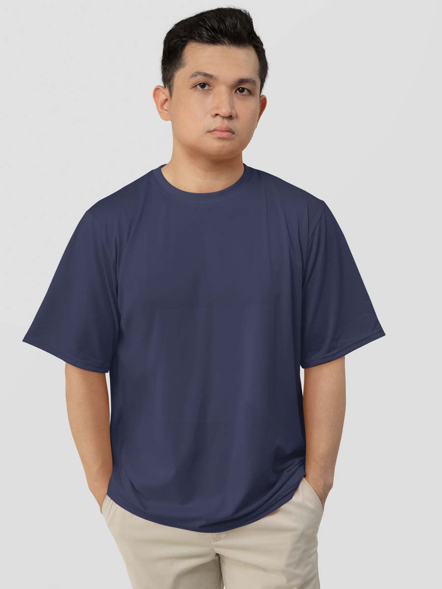 Unisex Cotton Blend Basic Navy Blue T-Shirt