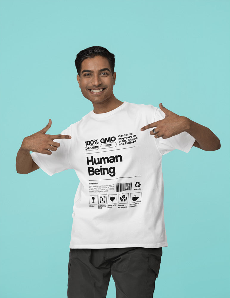 Entimessi Human Being - Unisex Oversized Cotton Graphic Printed T-Shirt Graphic T-shirts Casual Wear Cotton Graphic Tees Graphics Oversize Oversize T-shirts Printed Round Neck Short Sleeves T-shirts Top Unisex