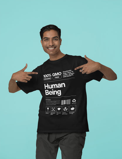 Entimessi Human Being - Unisex Oversized Cotton Graphic Printed T-Shirt Graphic T-shirts Casual Wear Cotton Graphic Tees Graphics Oversize Oversize T-shirts Printed Round Neck Short Sleeves T-shirts Top Unisex