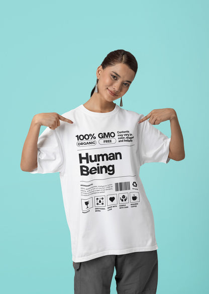 Entimessi Human Being - Unisex Oversized Cotton Graphic Printed T-Shirt Graphic T-shirts Casual Wear Cotton Graphic Tees Graphics Oversize Oversize T-shirts Printed Round Neck Short Sleeves T-shirts Top Unisex