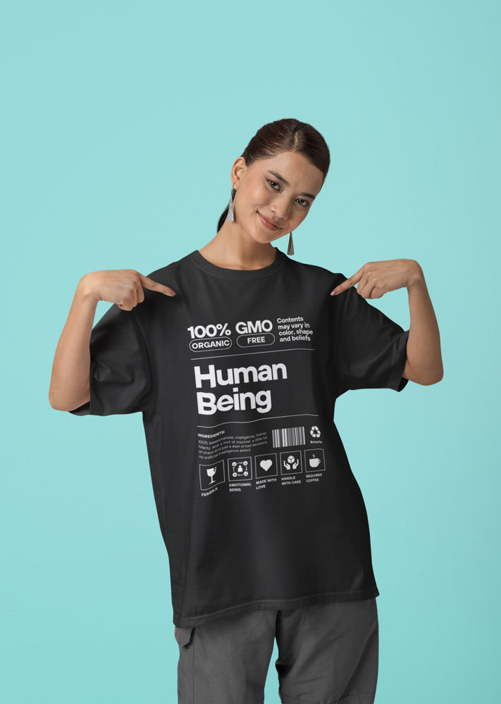 Entimessi Human Being - Unisex Oversized Cotton Graphic Printed T-Shirt Graphic T-shirts Casual Wear Cotton Graphic Tees Graphics Oversize Oversize T-shirts Printed Round Neck Short Sleeves T-shirts Top Unisex