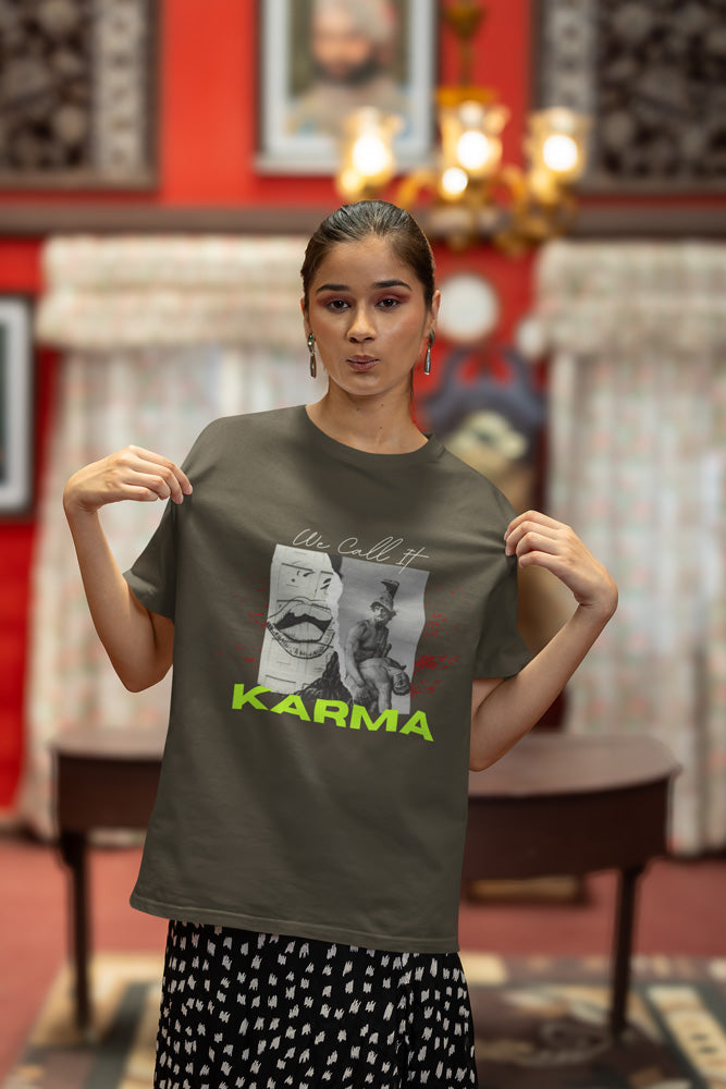 Entimessi We Call it Karma - Unisex Oversized Cotton Graphic Printed T-Shirt Graphic T-shirts Casual Wear Cotton Graphic Tees Graphics Oversize Oversize T-shirts Printed Round Neck Short Sleeves T-shirts Top Unisex