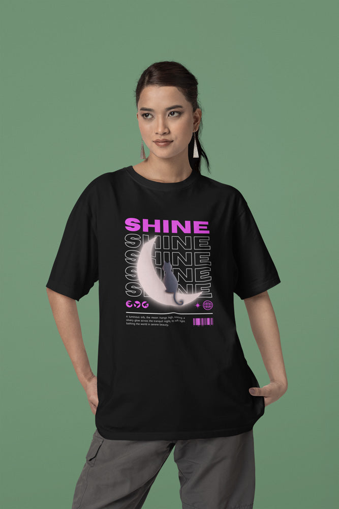 Entimessi Shine - Unisex Oversized Cotton Graphic Printed T-Shirt Graphic T-shirts Casual Wear Cotton Graphic Tees Graphics Oversize Oversize T-shirts Printed Round Neck Short Sleeves T-shirts Top Unisex