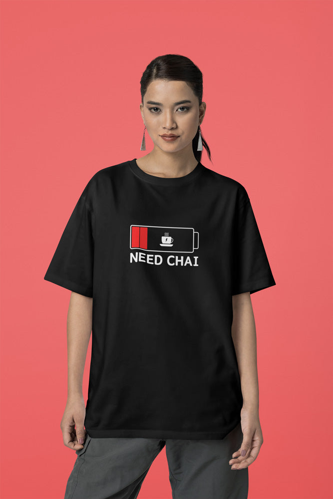 Entimessi Need CHAI - Unisex Oversized Cotton Graphic Printed T-Shirt Graphic T-shirts Casual Wear Cotton Graphic Tees Graphics Oversize Oversize T-shirts Printed Round Neck Short Sleeves T-shirts Top Unisex