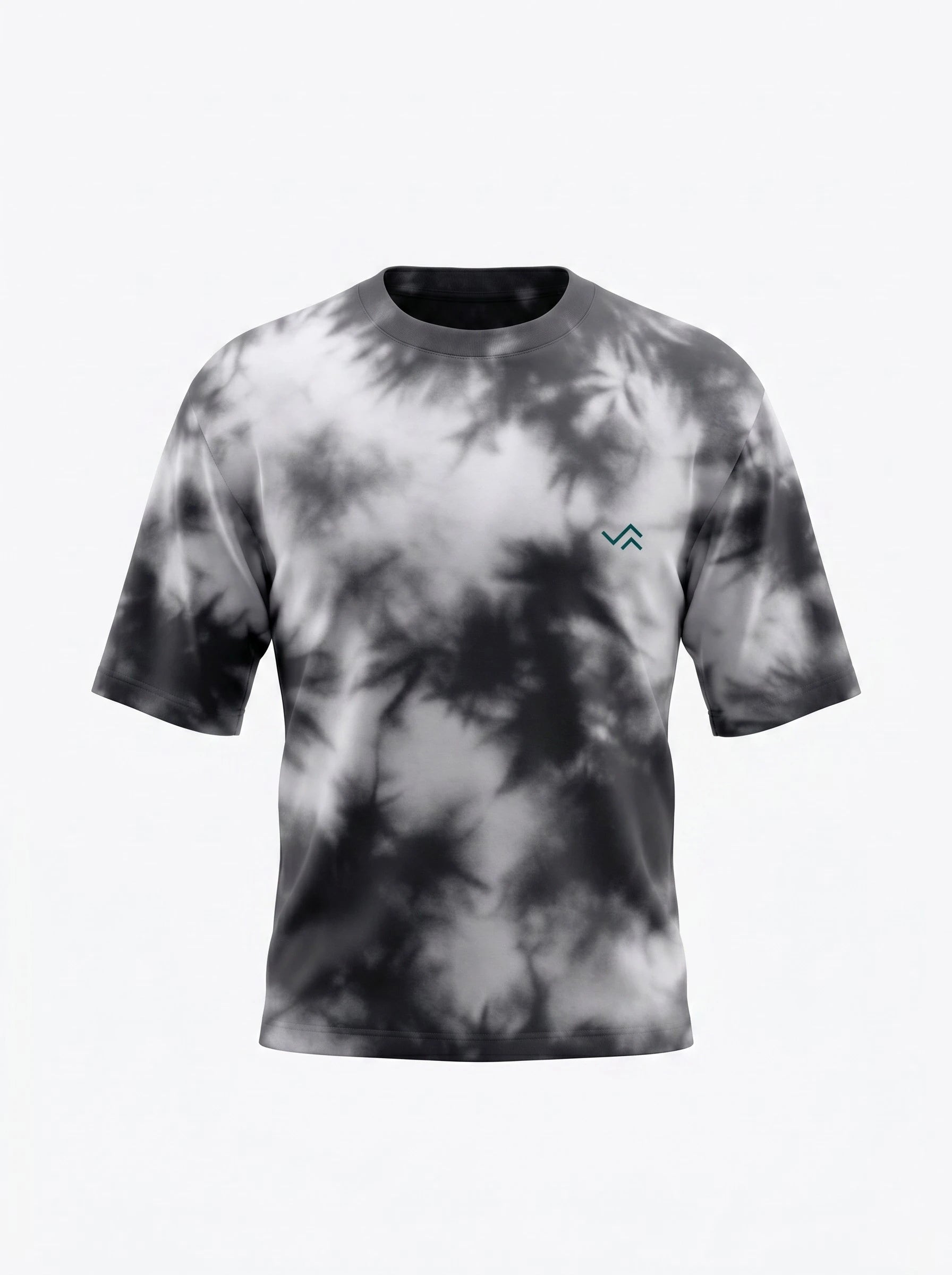 Entimessi black & white tie-dye oversized tee with black melange jogger, unisex co-ord set — view 4