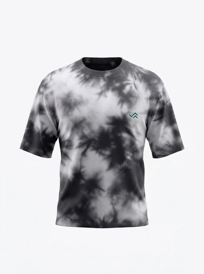 Entimessi black & white tie-dye oversized tee with black melange jogger, unisex co-ord set — view 4